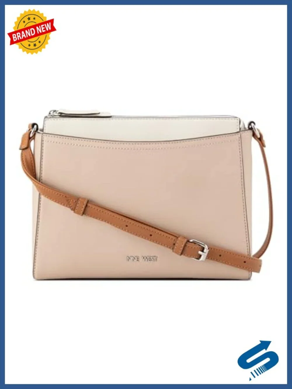 Mini Top Zip Crossbody Bag Faux Leather Adjustable Strap 3 Compartments